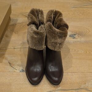 UGG Women's Dark Brown Fur-Lined Winter Boots Size 10